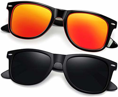 Picture of Joopin Polarized Sunglasses for Women Men, Retro Designer Sun Glasses (Matte Black+Trendy Red)