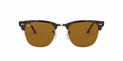 Picture of Ray-Ban Unisex-Adult RB3016 Clubmaster Sunglasses, Shiny Havana/Brown, 51 mm