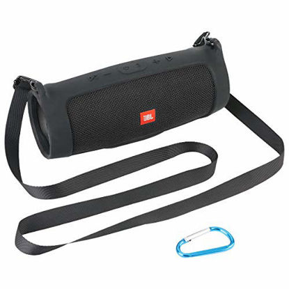 Picture of co2crea Silicone Travel Case Replacement for JBL Charge 4 Waterproof Bluetooth Speaker (Black Case)