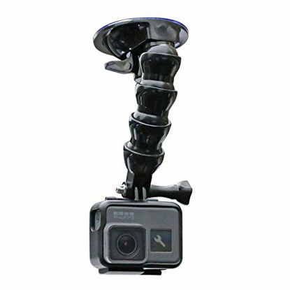 Picture of Flexible Gooseneck Extension Suction Cup Car Mount Holder with Phone Holder for GoPro Hero 9/8/7/6/5 Black,4 Session,4 Silver,3+,iPhone,Samsung Galaxy,Google Pixel and More