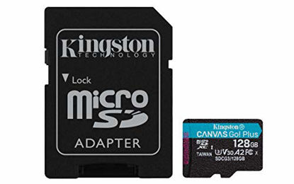 Picture of Kingston 128GB microSDXC Canvas Go Plus 170MB/s Read UHS-I, C10, U3, V30, A2/A1 Memory Card + Adapter (SDCG3/128GB)