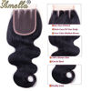 Picture of Amella Hair 8A Brazilian Body Wave Virgin Hair 3 Bundles with Three Part Closure (14 16 18+12,Natural Black) 100% Unprocessed Brazilian Body Wave Human Hair Weft with Lace Closure Brazilian Body Wave