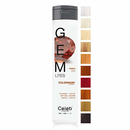 Picture of Celeb Luxury Gem Lites Colorwash, Professional Semi-Permanent Hair Color Depositing Shampoo, Amber