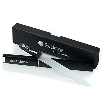 Picture of Crystal Glass Nail File - G.Liane Professional Double Sided Etched Crystal Nail File Set For Nail Art & Nail Care Alternative To Metal Nail files Emery Boards & Buffer Lifetime Quality (Black)