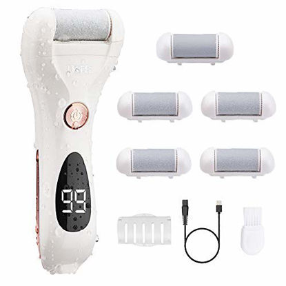 Picture of Callus Remover for Feet, Rechargeable Electric Foot File Hard Skin Remover Pedicure Tools for Feet Electronic Callus Shaver Waterproof Pedicure kit for Cracked Heels and Dead Skin with 5 Roller Heads