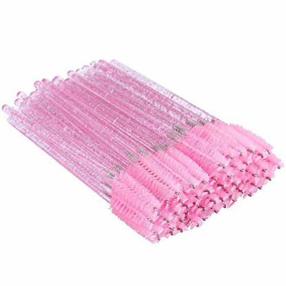 Picture of 100PCS Crystal Eyelash Mascara Brushes Wands Applicator Makeup Kits (Pink)