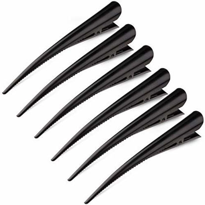 Picture of Large Alligator Hair Clips for Styling Salon Sectioning, GLAMFIELDS 5 inch Rust-Proof Durable Non-Slip Duckbill Metal Clips for Women Thick and Thin Hair (6 Pack) Black
