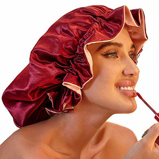 GetUSCart- Silk Bonnets for Women, Satin Bonnet for Natural Hair Bonnet for Sleeping Cap Satin Hair Bonnets for Black Women Silk Bonnet for Curly Hair?Wine Red? GetUSCart- Silk Bonnets for Women, Satin Bonnet for Natural Hair Bonnet for Sleeping Cap Satin Hair Bonnets for Black Women Silk Bonnet for Curly Hair?Wine Red?