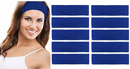Picture of Styla Hair 10 Pack Yoga Headbands - Stretchy Cotton Sports Head Band - Blue
