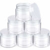 Picture of 6 Pack Plastic Pot Jars Round Clear Leak Proof Plastic Container Jars with Lid for Travel Storage, Eye Shadow, Nails, Paint, Jewelry (2 oz, Clear)