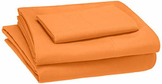Picture of Amazon Basics Kid's Sheet Set - Soft, Easy-Wash Lightweight Microfiber - Twin, Bright Orange