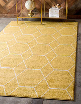 Picture of Unique Loom Trellis Frieze Collection Lattice Moroccan Geometric Modern Yellow Area Rug (2' 0 x 3' 0)
