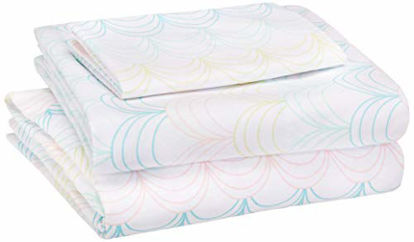 Picture of Amazon Basics Kid's Sheet Set - Soft, Easy-Wash Lightweight Microfiber - Twin, Multi-Color Scallop