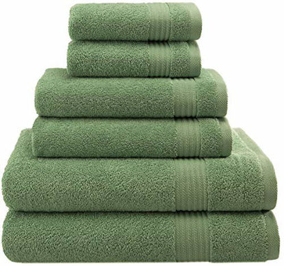 Picture of Hotel & Spa Quality, Absorbent & Soft Decorative Kitchen & Bathroom Sets, Turkish Cotton 6 Piece Towel Set, Includes 2 Bath Towels, 2 Hand Towels, 2 Washcloths - Sage Green