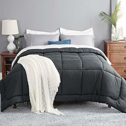 Picture of Bedsure Grey Comforter Full Size Duvet Insert - Quilted Bedding Comforters for Full Bed with Corner Tabs