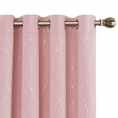 Picture of Deconovo Grommet Top Blackout Curtains Wave Line with Dots Extra Long Window Curtains for Sliding Glass Door 52 x 108 Inch Coral Pink 2 Panels
