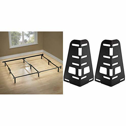Picture of Zinus Michelle Compack 9-Leg Support Bed Frame, for Box Spring and Mattress Set, Full, Black (AZ-SBF-07F) & SmartBase Headboard and Footboard Brackets, Set of 2