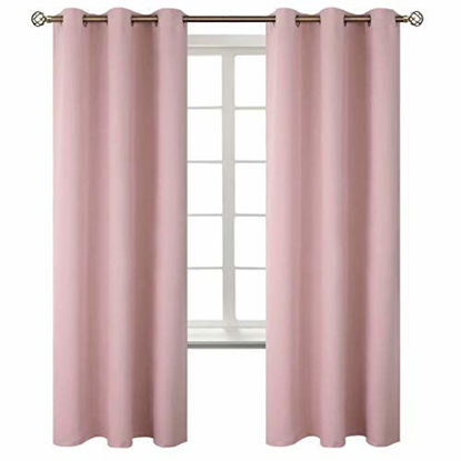Picture of BGment Blackout Curtains for Bedroom - Grommet Thermal Insulated Room Darkening Curtains for Living Room, Set of 2 Panels (42 x 72 Inch, Baby Pink)
