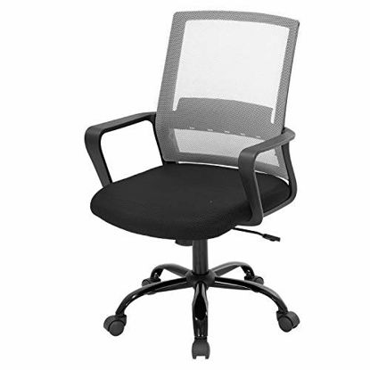 Picture of Office Chair Ergonomic Desk Task Chair Mesh Computer Chair Mid-Back Mesh Home Office Swivel Chair Modern Executive Chair with Wheels Armrests Lumbar Support (Grey)