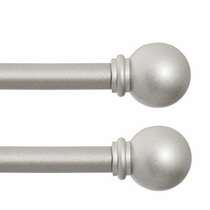 Picture of Kenney Chelsea Standard Decorative Window Curtain Rod, 28-48", Brushed Nickel, 2 Pack