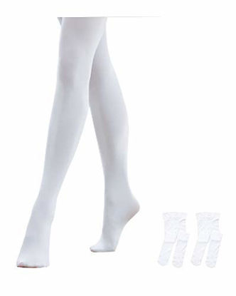 Picture of STELLE Girls' Ultra Soft Pro Dance Tight/Ballet Footed Tight (Toddler/Little Kid/Big Kid), 2-White, L