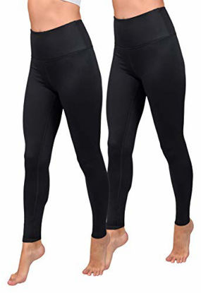Picture of 90 Degree By Reflex High Waist Fleece Lined Leggings - Yoga Pants - Black 2 Pack - Large