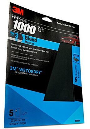 Picture of 3M Wetordry Sandpaper, 32021, 1000 grit, 9 in x 11 in, 5 sheets per pack