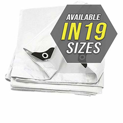 Picture of Tarp Cover White 2-Pack Heavy Duty 12X25 Thick Material, Waterproof, Great for Tarpaulin Canopy Tent, Boat, RV Or Pool Cover (12X25 Heavy Duty Poly Tarp White)
