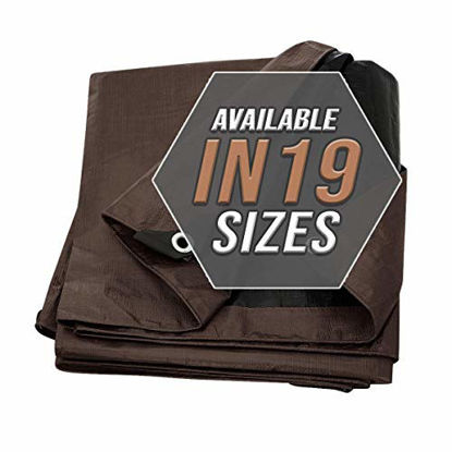 Picture of Tarp Cover Brown/Black Heavy Duty 16'X20' Thick Material, Waterproof, Great for Tarpaulin Canopy Tent, Boat, RV Or Pool Cover (16X20 Heavy Duty Poly Tarp Brown/Black)