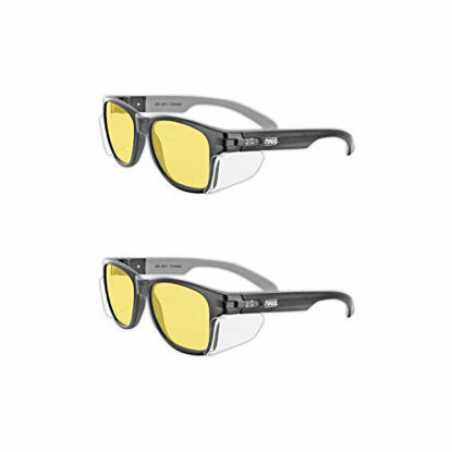 Picture of MAGID Y50BKAFA Iconic Y50 Design Series Safety Glasses with Side Shields | ANSI Z87+ Performance, Scratch & Fog Resistant, Reduce Eye Strain & Fatigue, Cloth Case Included, Amber Lens (2 Pair)