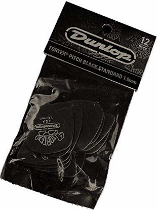 Picture of Dunlop 488P10 1.0mm Tortex Pitch Black Guitar Picks, 12-Pack