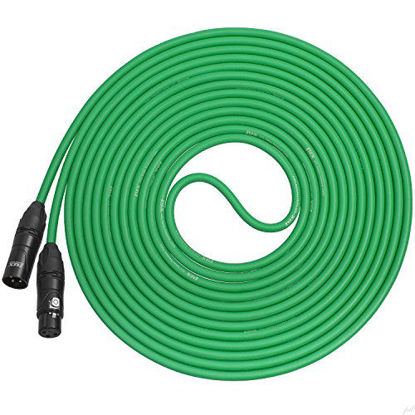Picture of LyxPro 20 Feet XLR Microphone Cable Balanced Male to Female 3 Pin Mic Cord for Powered Speakers Audio Interface Professional Pro Audio Performance and Recording Devices - Green