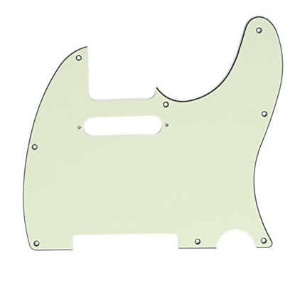 Picture of Musiclily 8 Hole Telecaster Pickguard Guitar Scratch Plate for USA/Mexican Made Fender American Standard Tele Modern Style Electric Guitar,3Ply Mint Green