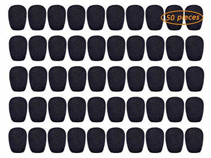 Picture of GCOA 80 Pack Headset Microphone Windscreens - Microphone Foam Cover for Lapel, Lavalier, and Microphones, Mini Size,Black