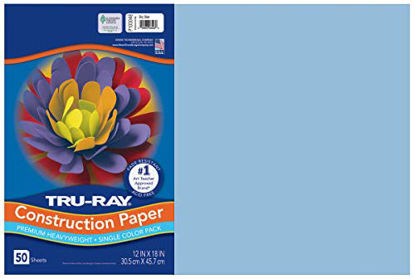Picture of PACON - 103063 Pacon Tru-Ray Construction Paper, 12-Inches by 18-Inches, 50-Count, Sky Blue (103048)