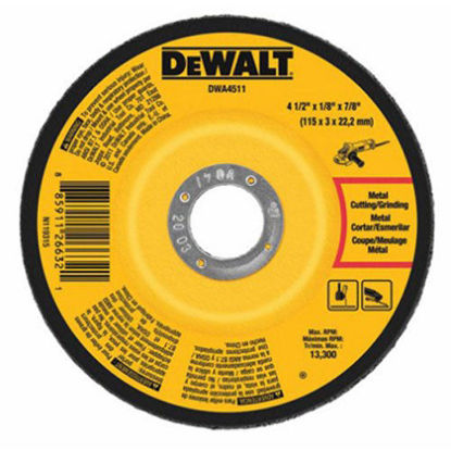 Picture of DEWALT DWA4511 Metal Grinding Wheel, 4-1/2-Inch x 1/8-Inch x 7/8-Inch