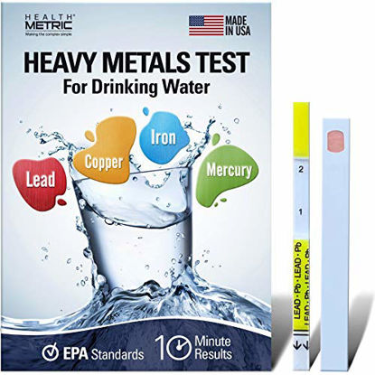 Picture of Lead Iron Copper and Mercury - Home Water Test Kit for Well Tap and Drinking Water | Fast & Accurate Quality Testing to EPA Standards | Easy to Use and Sensitive Tester Strips Made in USA