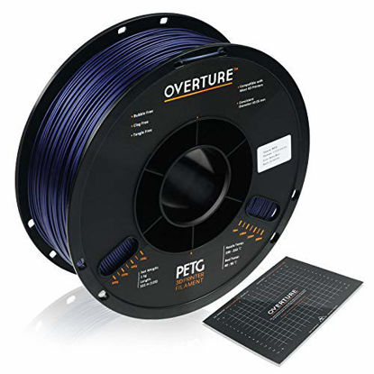 Picture of OVERTURE PETG 3D Printer Filament 1.75mm with 3D Build Surface, 1kg Spool (2.2lbs), Dimensional Accuracy +/- 0.05mm, Fit Most FDM Printers (Starry Blue)