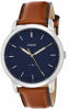 Picture of Fossil Men's Minimalist Quartz Leather Casual Watch Watch, Color: Silver/Blue, Brown (Model: FS5304)