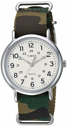Picture of Timex Men's TW2T30800 Weekender 40mm Green Camo Nylon Slip-Thru Strap Watch