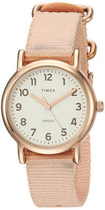 Picture of Timex Women's TW2R59900 Weekender 31mm Pink/Rose Gold-Tone Nylon Slip-Thru Strap Watch