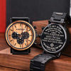Picture of BOBO BIRD Mens Personalized Engraved Wooden Watches, Stylish Wood & Stainless Steel Combined Quartz Casual Wristwatches for Men Family Friends Customized Watch(B-for Son from Mom)