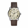 Picture of Fossil Men's Copeland Quartz Leather Three-Hand Watch, Color: Silver/Cream Dial, Brown (Model: FS5663)