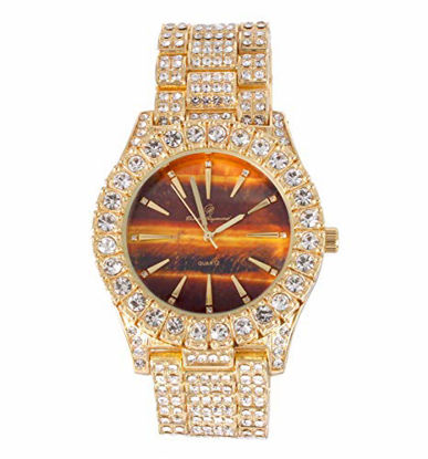 Picture of Bling'ed Out Money Moves with This Rollie Look - Unique Marbleized Abstract Design Color Dial - Men's Watch - ST10327 RN (ST10236 Tiger Eye Gold)