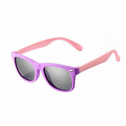 Picture of AZORB Kids Polarized Sunglasses TPEE Rubber Flexible Frame for Boys Girls Age 3-10, 100% UV Protection (Purple Frame)
