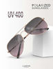 Picture of LUENX Aviator Sunglasses for Mens Womens Polarized Gradient Black Red Lens Metal Rose Gold Frame 60mm