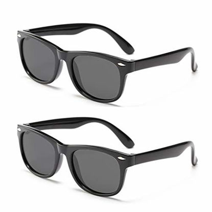Picture of Juslink Toddler Sunglasses, Polarized Flexible Boys Girl Baby and Kids Sunglasses Age 2 to 10 (2 Black)