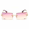 Picture of MINCL/Fashion Small Rectangle Sunglasses Women Ultralight Candy Color Rimless Ocean Sun Glasses (purple&pink)