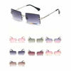Picture of MINCL/Fashion Small Rectangle Sunglasses Women Ultralight Candy Color Rimless Ocean Sun Glasses (purple&pink)