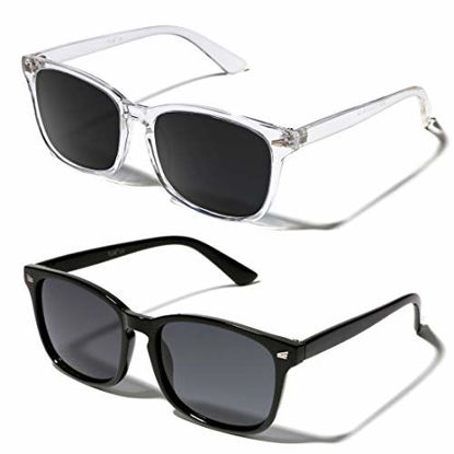 Picture of TIJN Polarized Sunglasses for Women Men Classic Trendy Stylish Sun Glasses 100% UV Protection (Transparent+All Black)